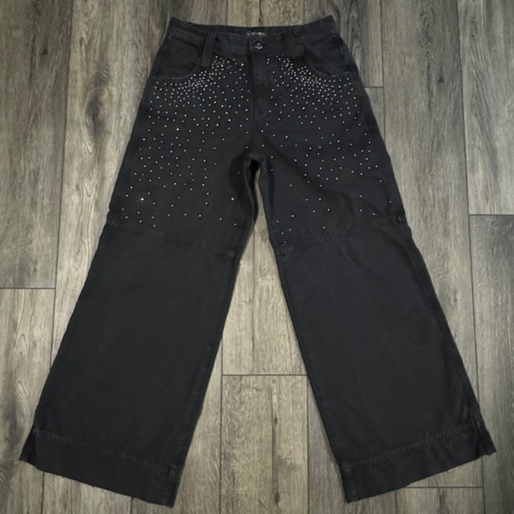Silence + Noise Black Studded Wide Leg Cargo Pants Women's Size 2